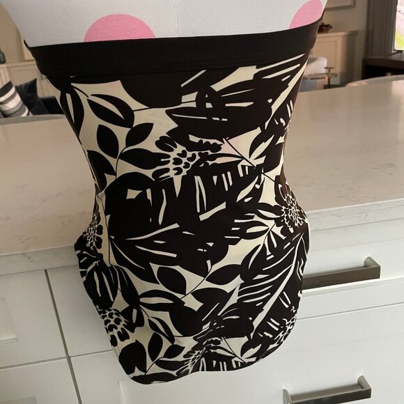 Next One Piece Floral Print Nylon Elastane Swim Suit Chocolate Brn Cream 34B UK - Picture 6 of 11